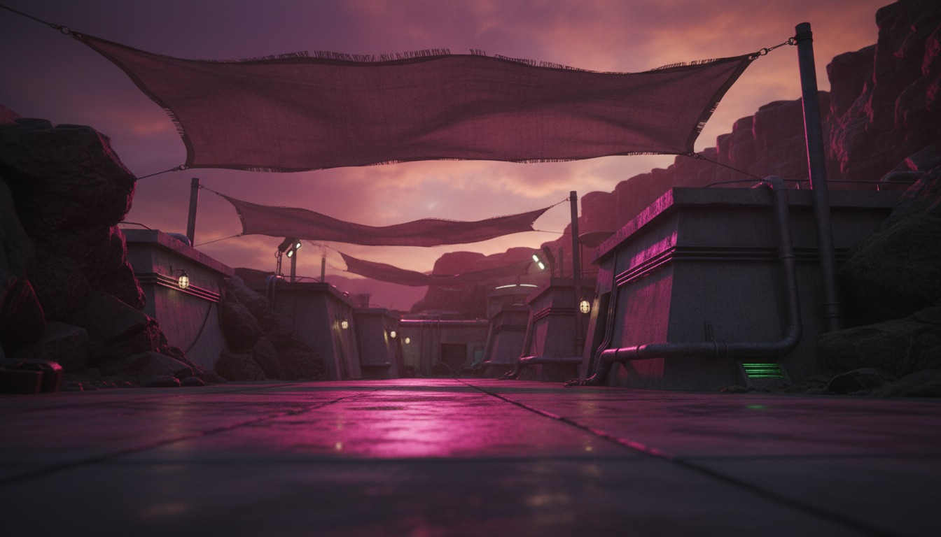 Aura-36 Banners And Wind cover — banners straining in the wind on a high plateau